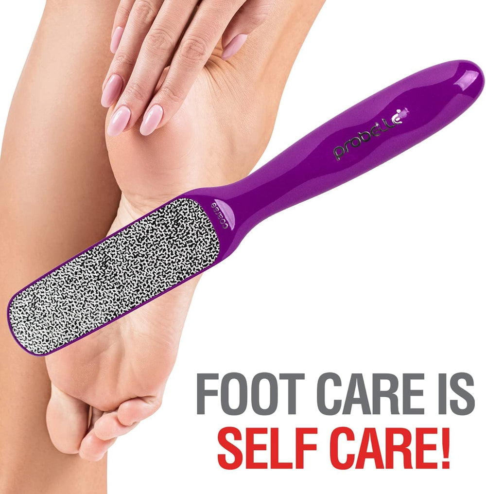 Probelle before-after demo showing foot file result.