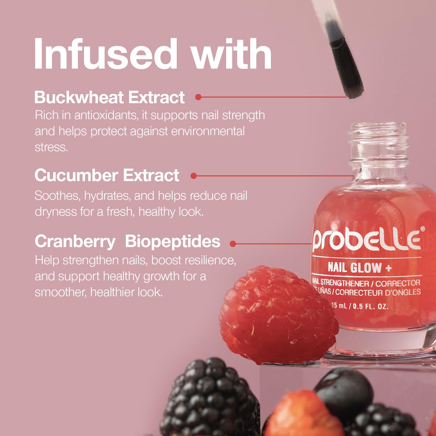Probelle Brillo de Uñas +: tono rosado translúcido que realza la uña.