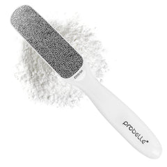 Probelle double-sided foot file with nickel surface for effective callus removal.