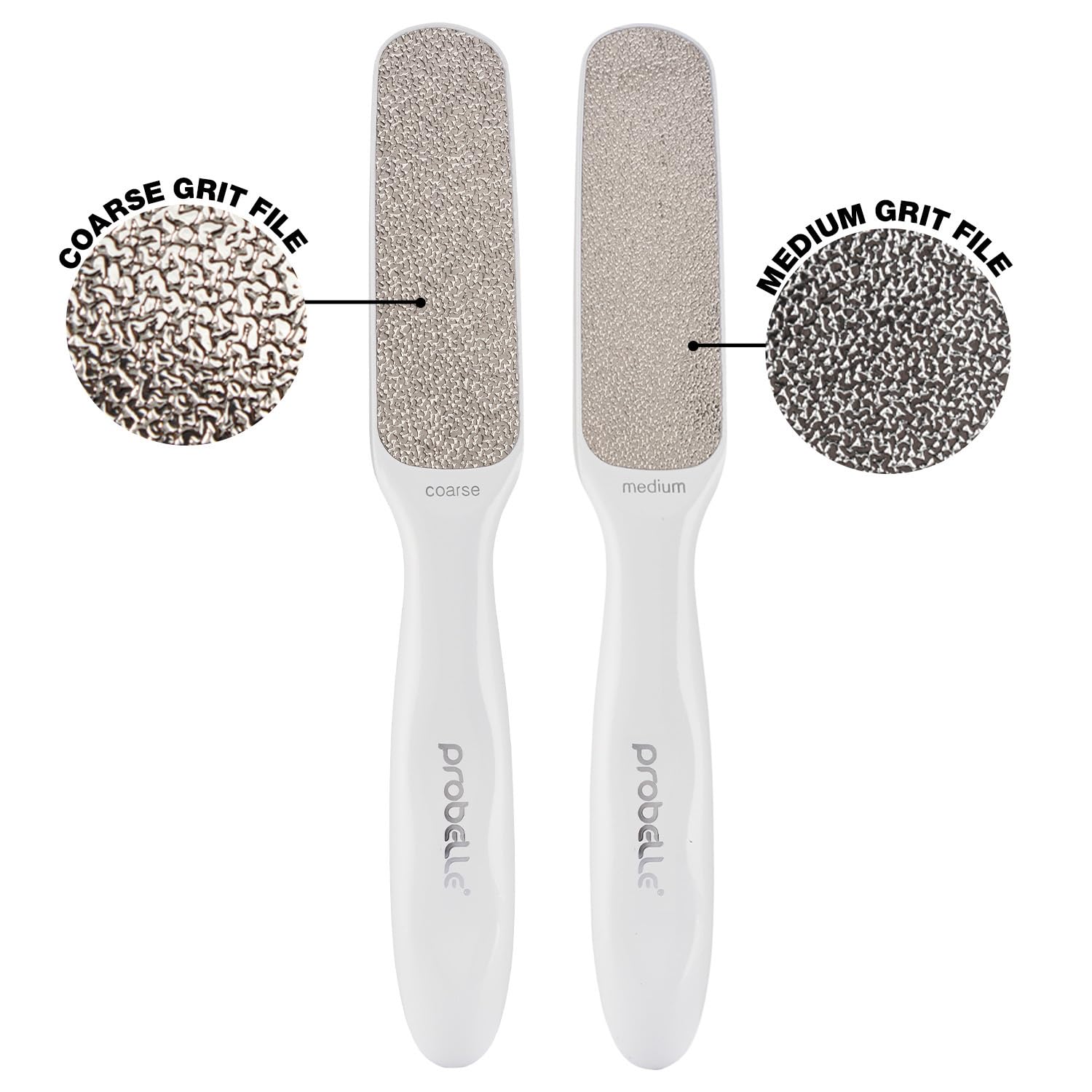 Probelle coarse-side and medium-side reduce rough patches and finish smoothly.