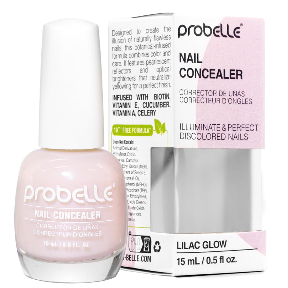 Probelle iluminador de uñas con acabado lila brillos suaves para un look natural