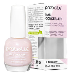 Probelle iluminador de uñas con acabado lila brillos suaves para un look natural