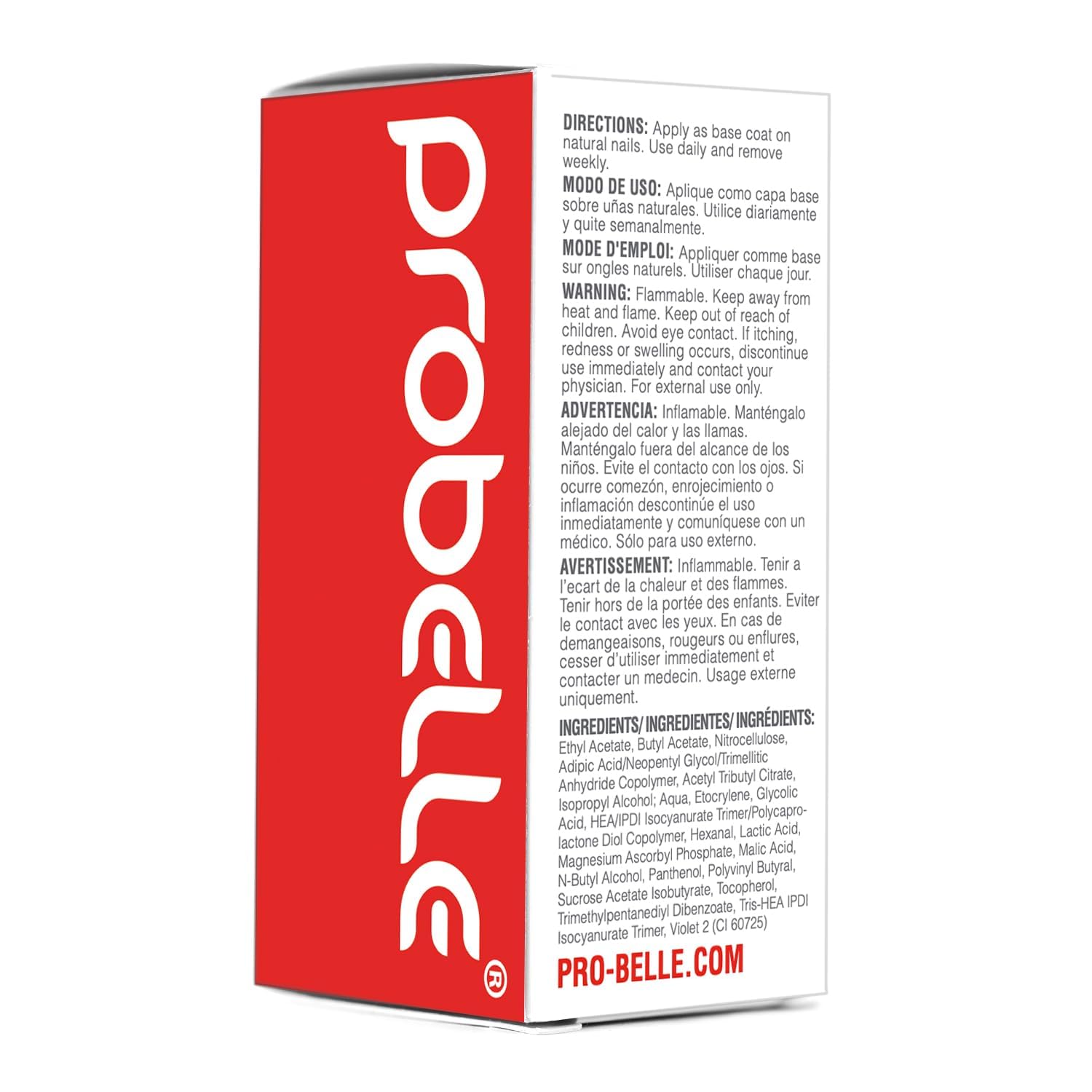 Probelle uñas brillo y fortaleza para uñas más resistentes.