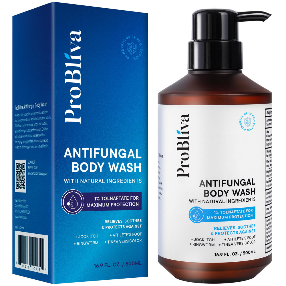 ProBliva antifungal body wash bottle for daily skin protection and odor reduction.