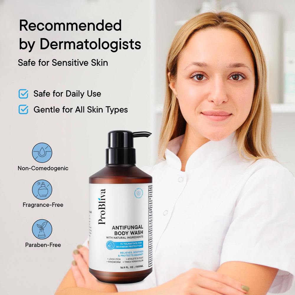 ProBliva face-and-body cleanser image demonstrates versatile daily-use for sensitive skin.