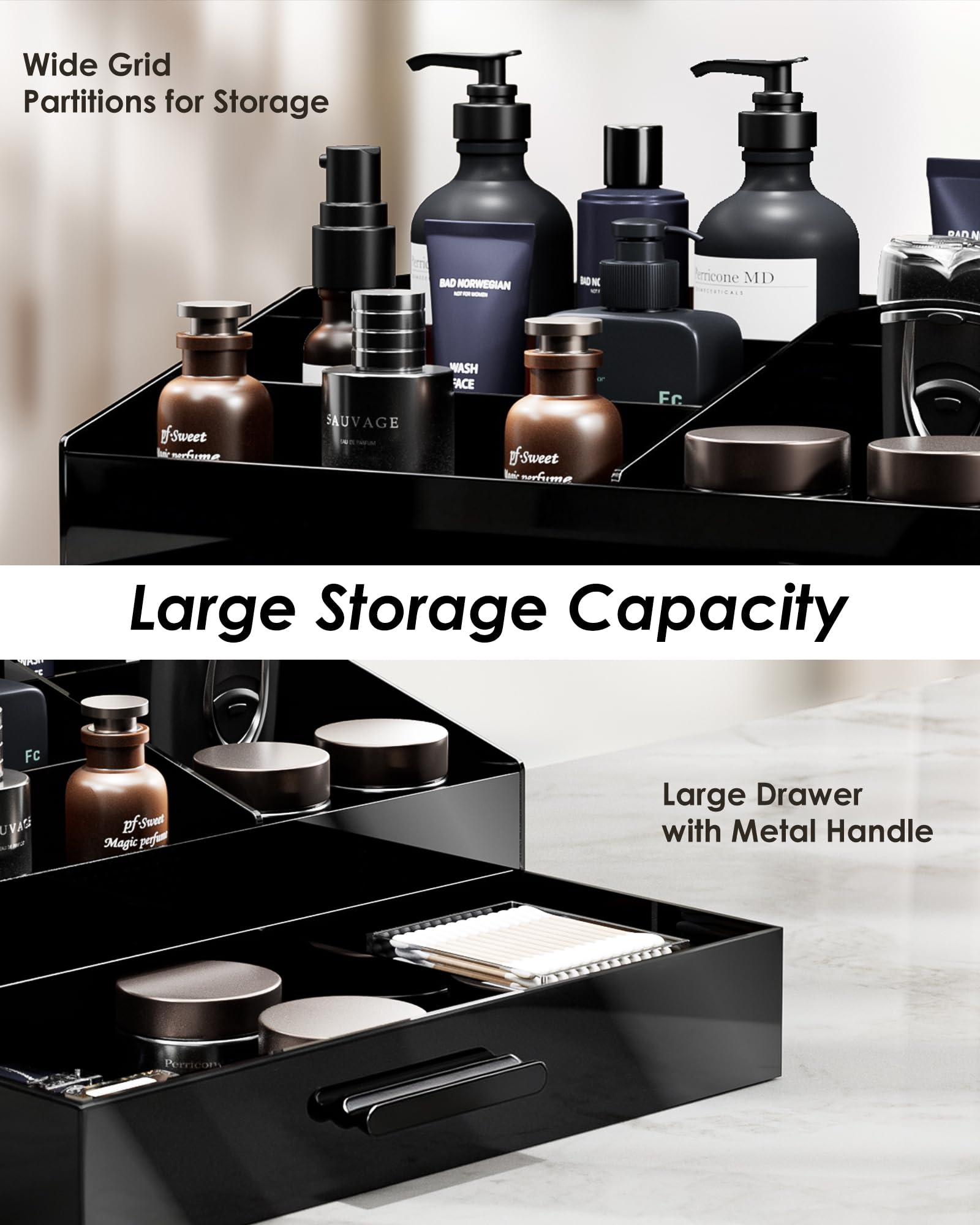 ProCase vanity storage in a single layer fits daily routines