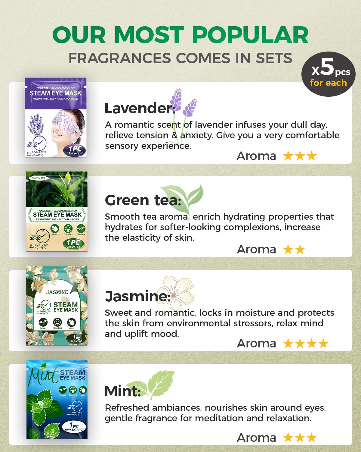 ProCIV steam eye mask green tea refreshing tired eyes during breaks