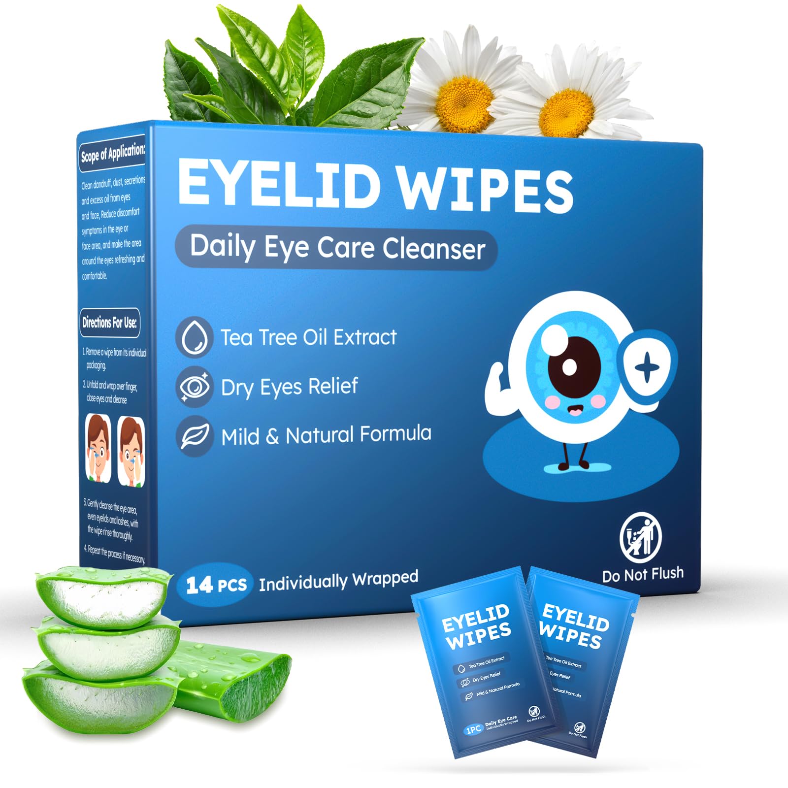 ProCIV tea tree eyelid wipes packaging for convenient on-the-go eye care