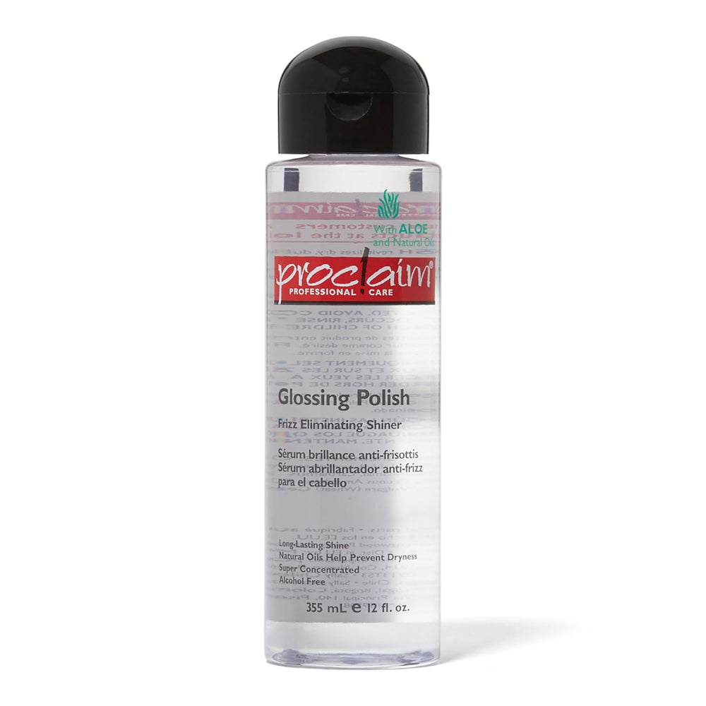 Proclaim Glossing Polish: botella y aplicación para brillo duradero sin encrespamiento