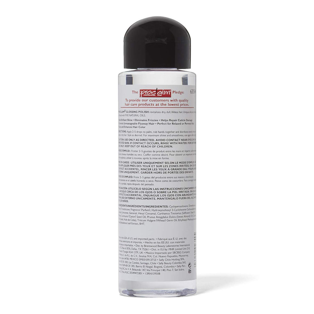 Proclaim Glossing Polish: detalle de acabado brillante para cabello natural y manejable