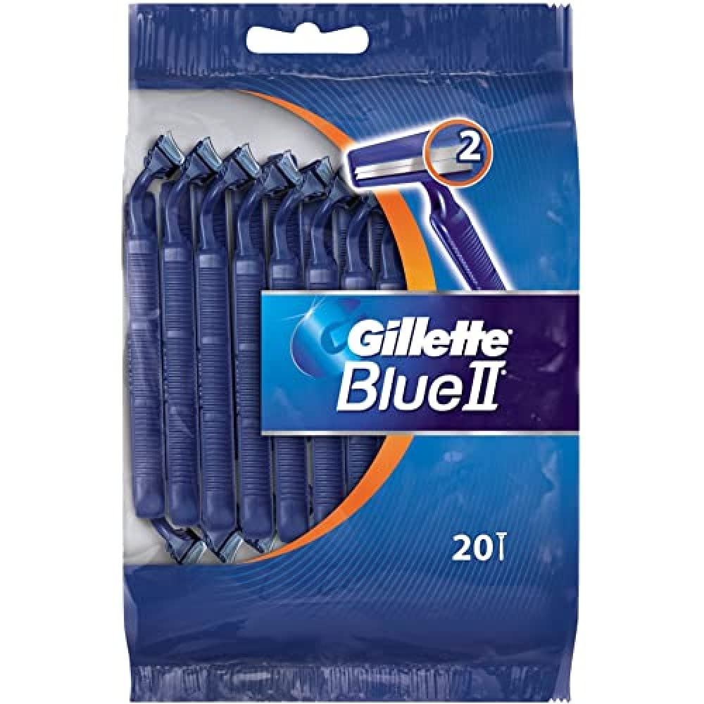 BLUE II Disposable Razors 20 closely framed blade for a precise, smooth shave.