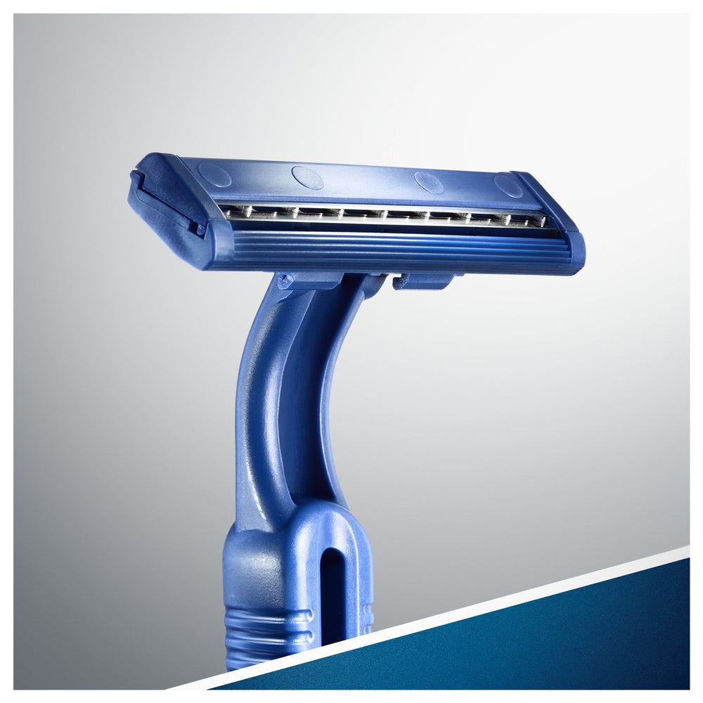 BLUE II Disposable Razors 20 handle and blade detail show balanced control.