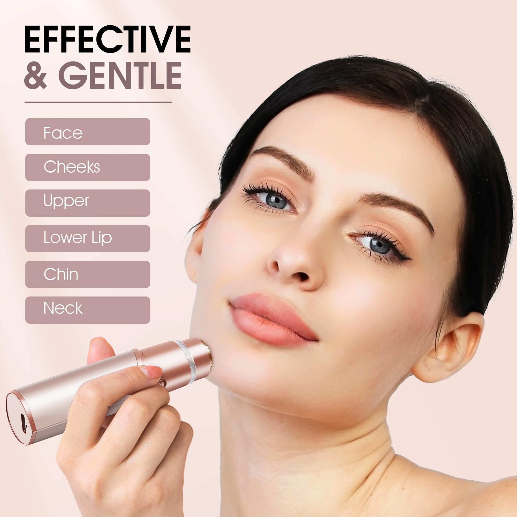 Profeir rose gold dual blade system closeup — gentle efficiency for fine facial hair.
