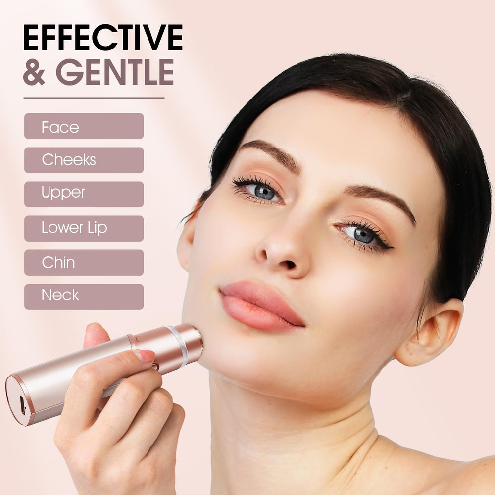 Profeir rose gold dual blade system closeup — gentle efficiency for fine facial hair.