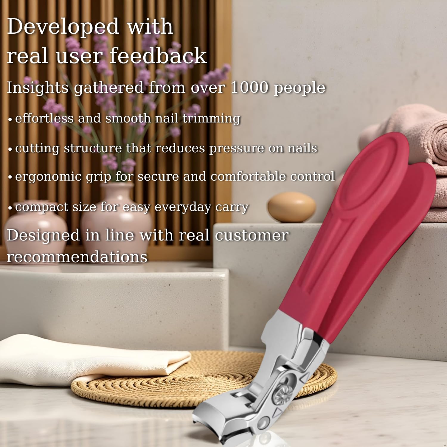 Nail file included for shaping and smoothing post-trim nails.