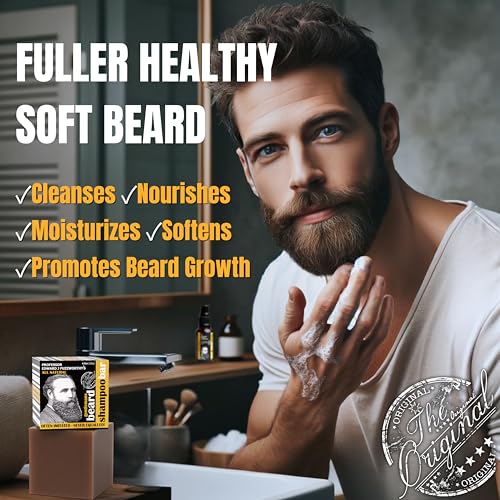 Professor Fuzzworthy's foamy lather demonstrates cleansing action for beard.