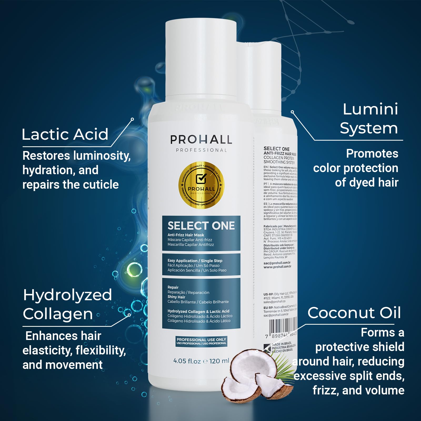 Prohall Select One after-treatment hair is smooth and shiny.