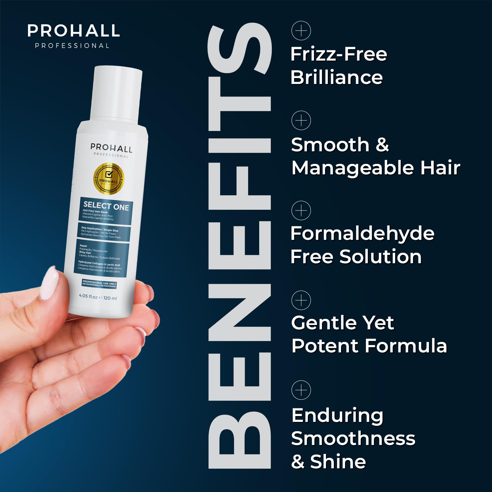Prohall Select One before-treatment hair with frizz-prone texture.