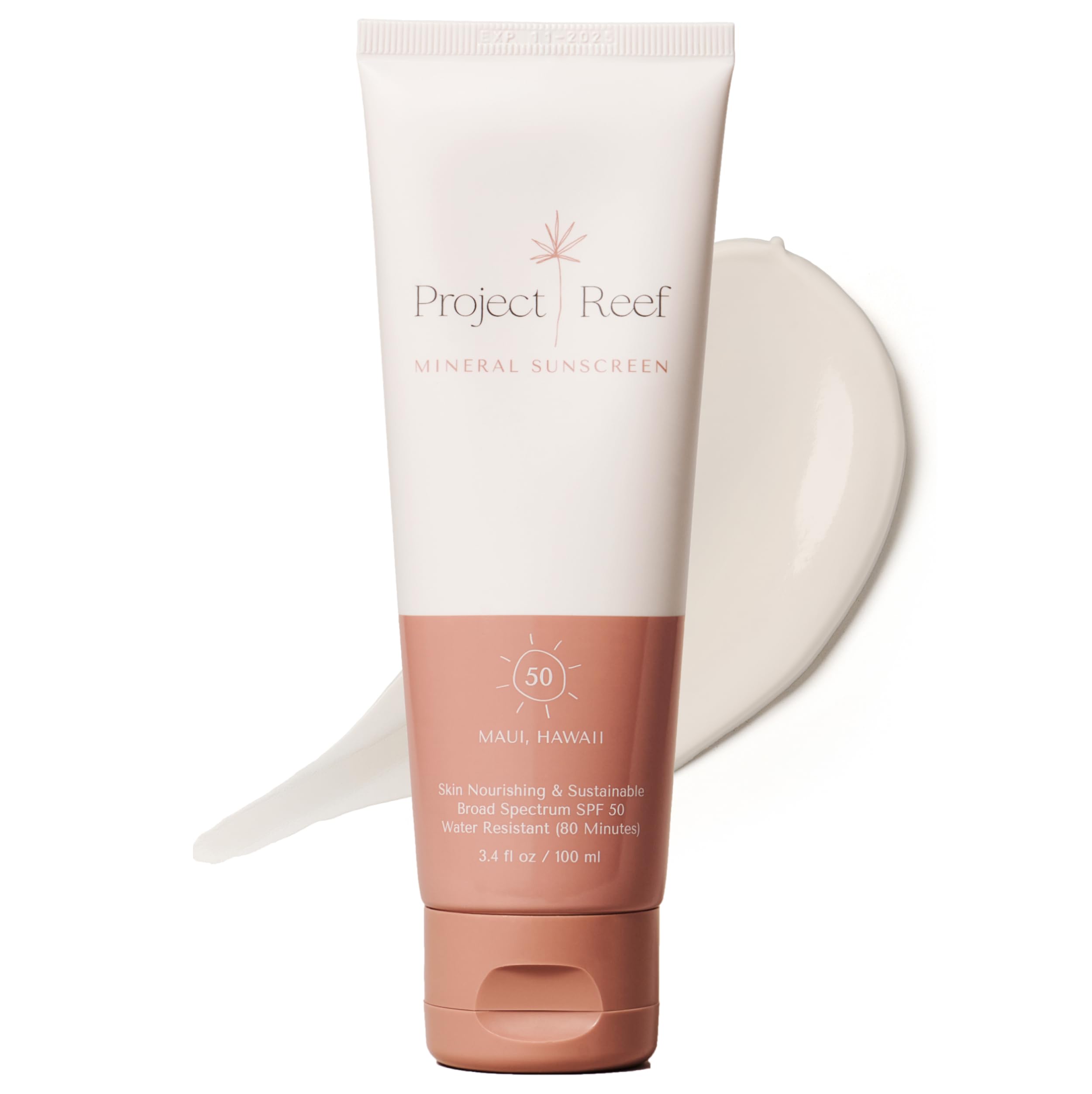 Project Reef SPF 50 mineral sunscreen bottle with reef-safe zinc oxide.