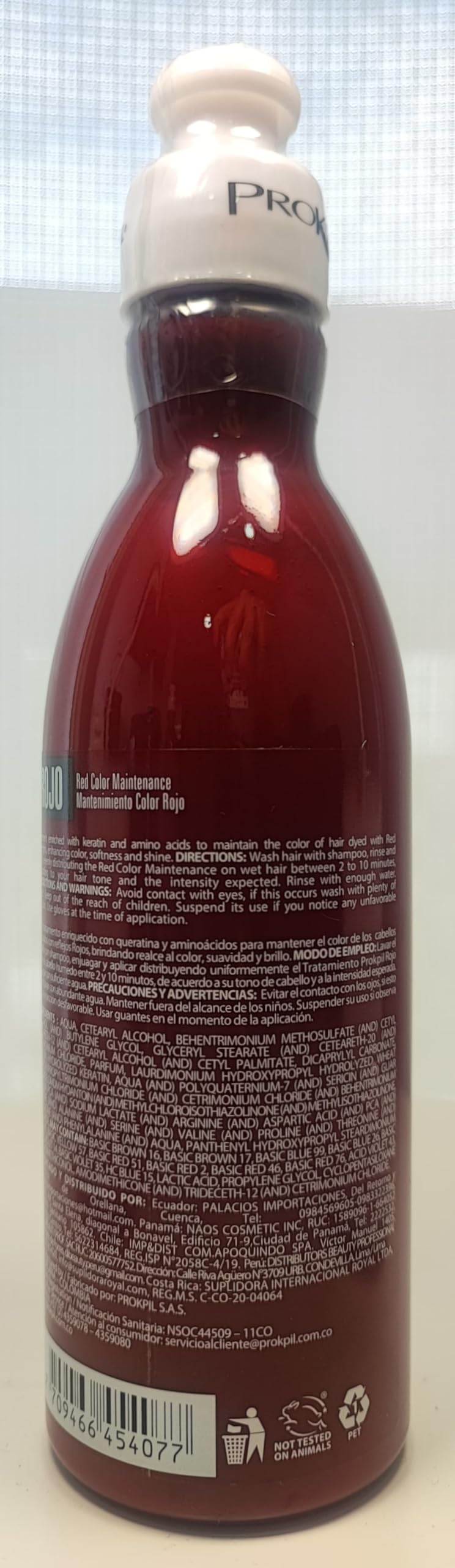 Prokpil Red Maintenance bottle label highlights active ingredients.
