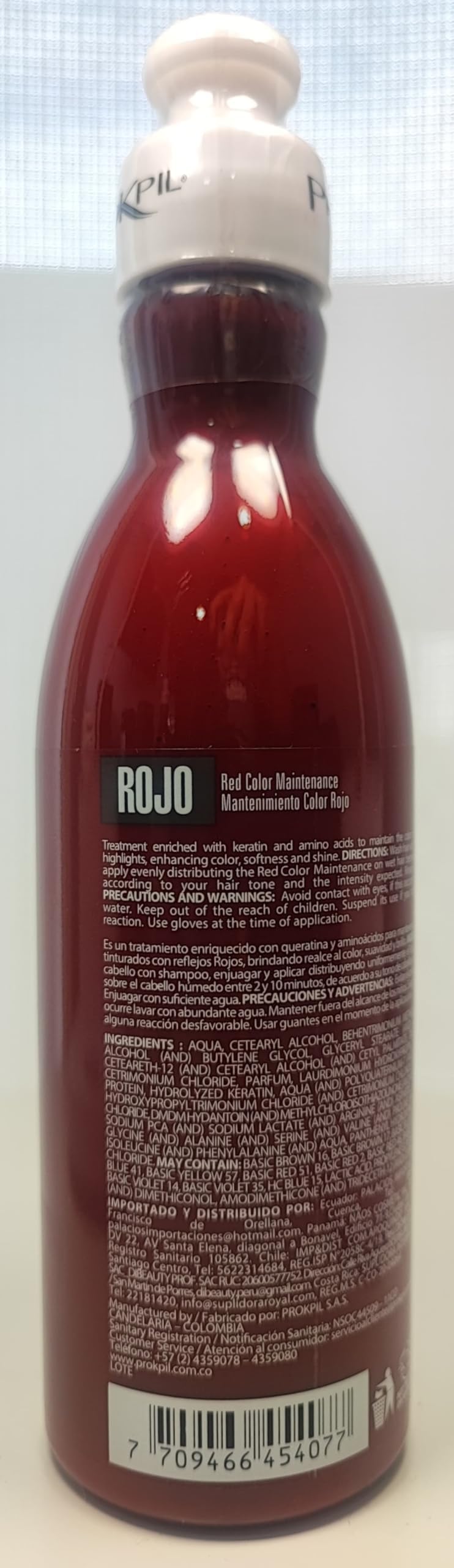 Prokpil Red Maintenance color swatch illustrates tone retention.