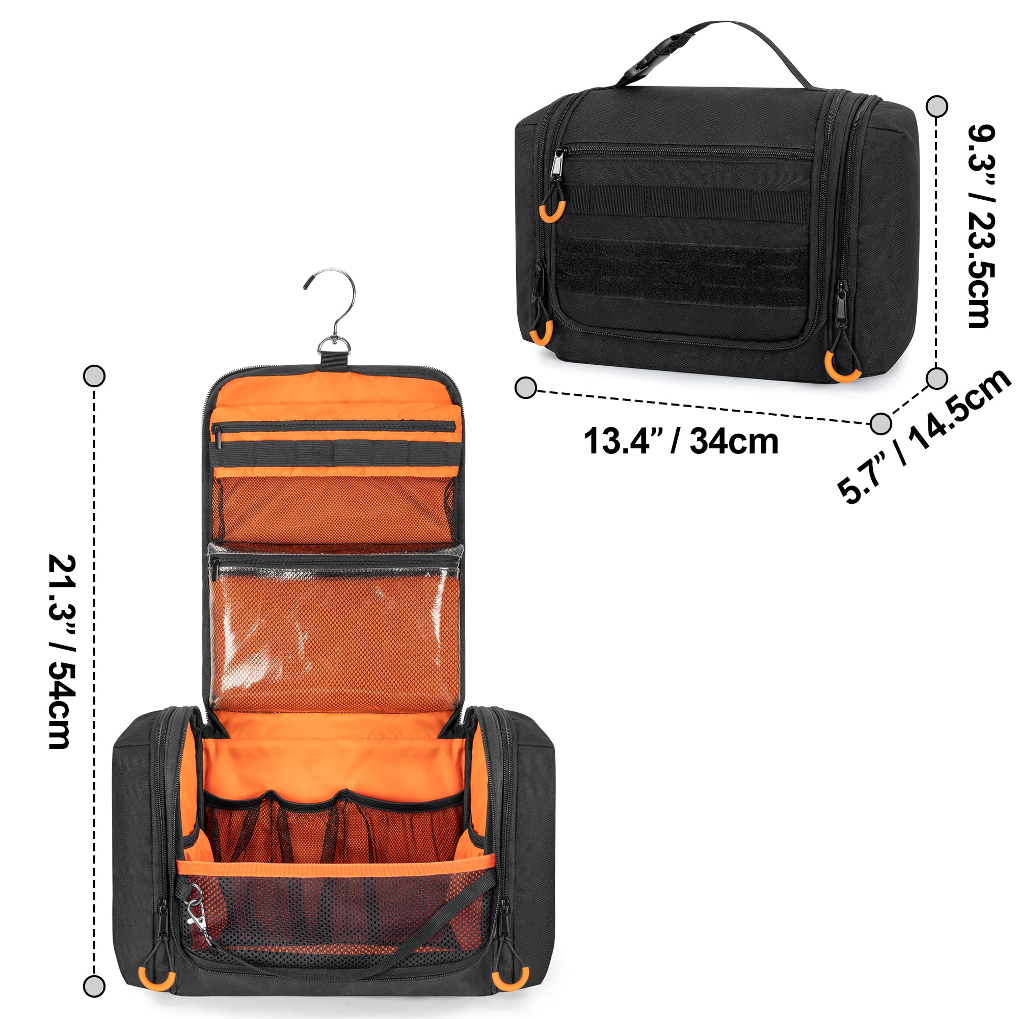 Prokva Tactical Bag dual-way zippers with orange handles ensure smooth opening.