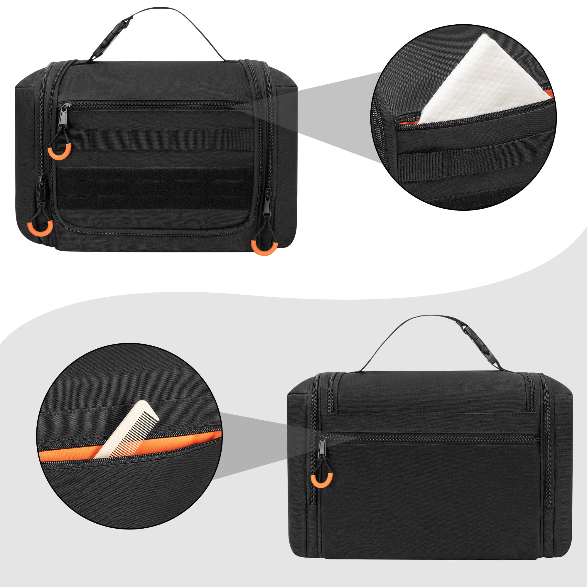 Prokva Tactical Bag side zipper loops hold toothbrushes and clippers securely.