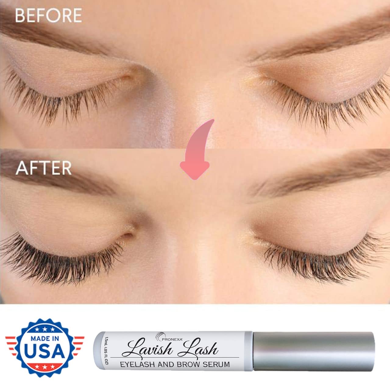 Pronexa Lavish Lash brow serum tube ready for targeted regrowth.