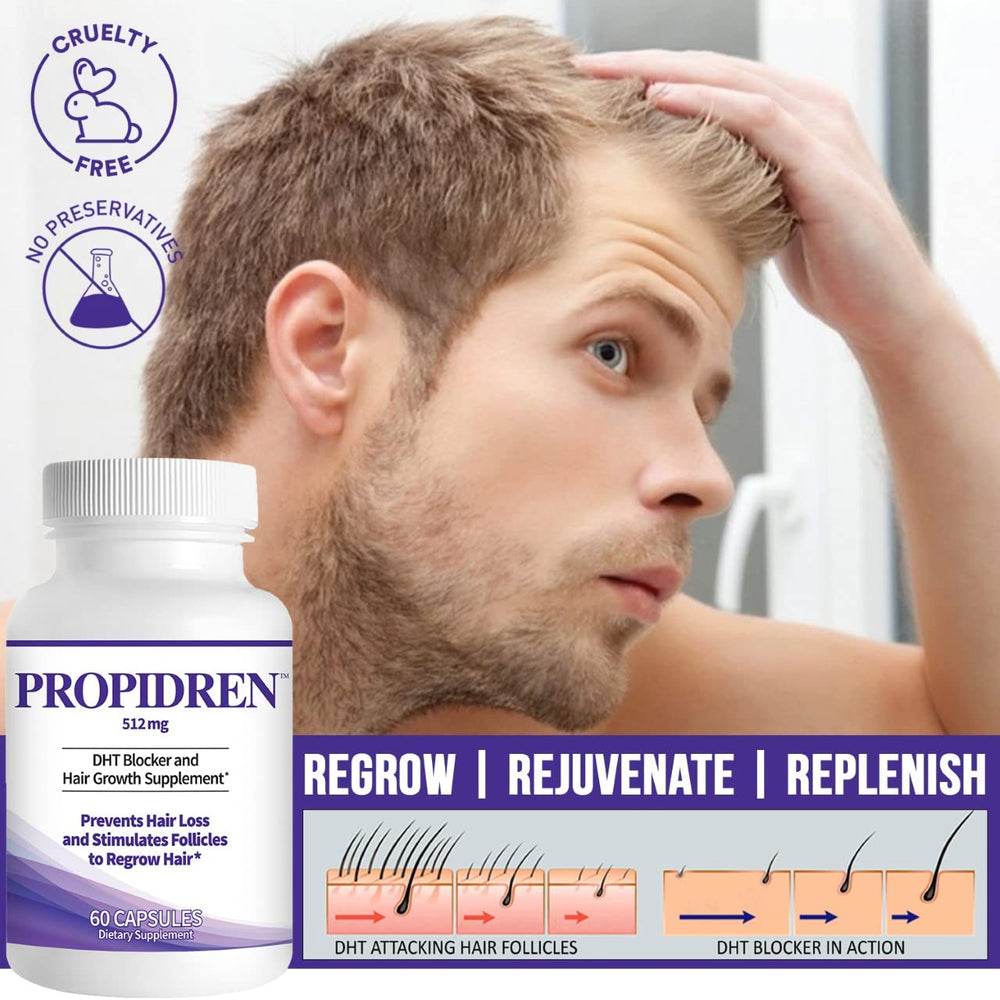 Pronexa Propidren regrowth visual suggesting potential hair vitality improvements.