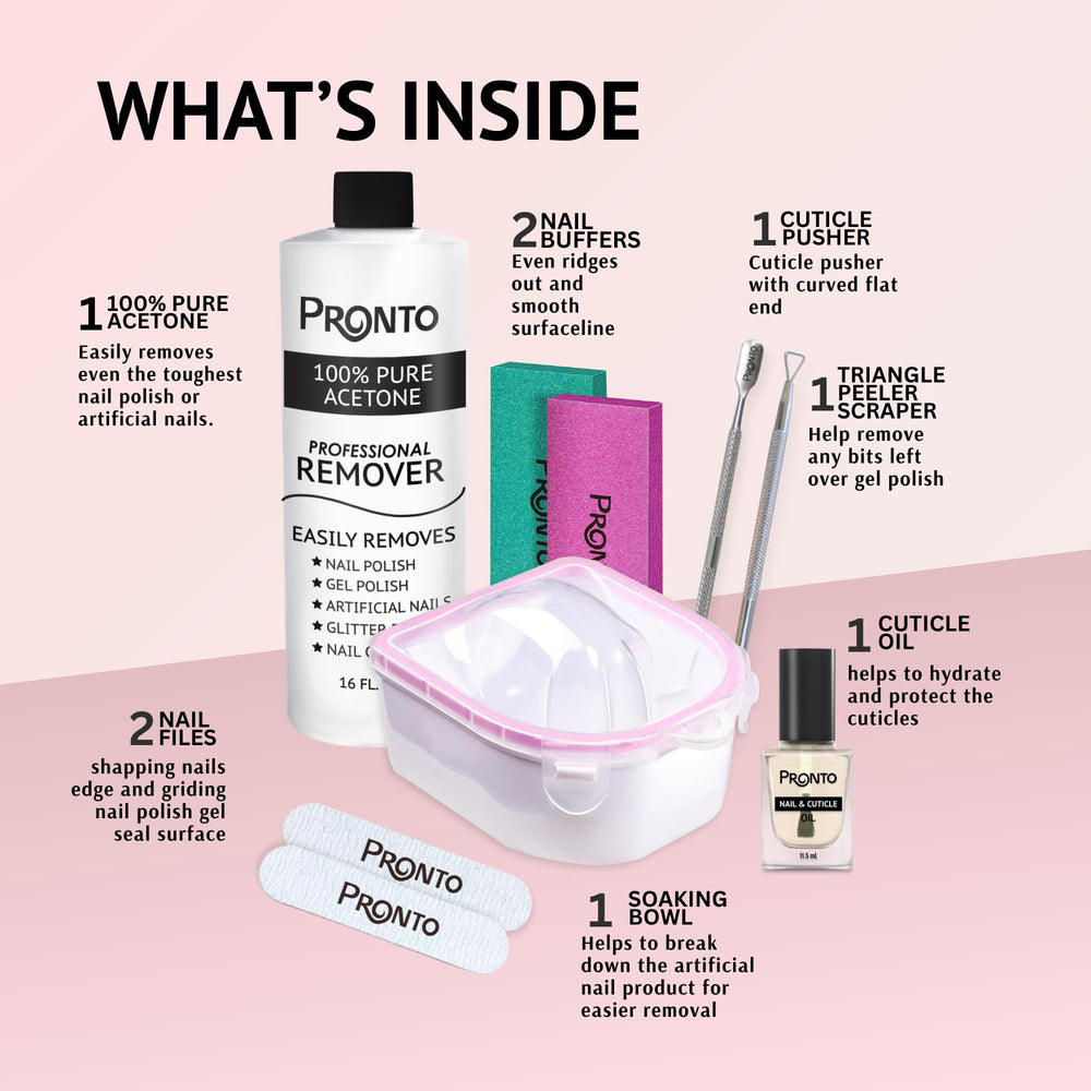 The soak-off bowl by Pronto supports comfortable finger soaking.
