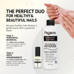 Pronto, eliminación de esmalte gel con acetona pura para uñas limpias.