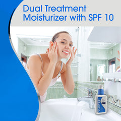 Propósito loción hidratante de doble acción con SPF10, ideal para aplicación diaria
