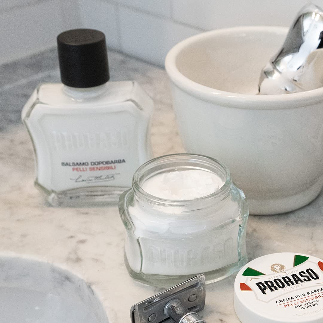 Proraso balm included in daily skincare routine for post-shave comfort