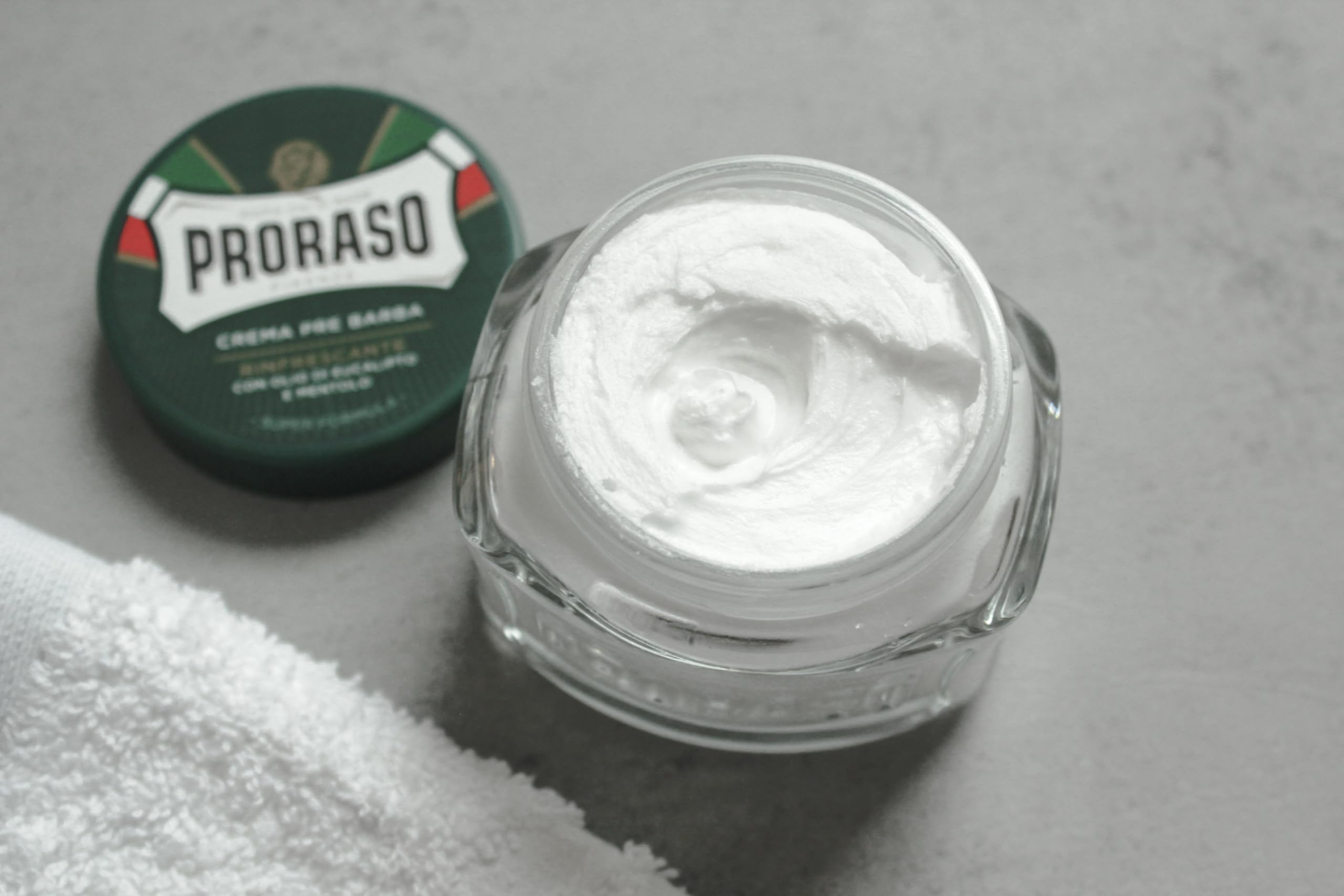 Proraso pre-shave cream with eucalyptus menthol refreshes and wakes skin.