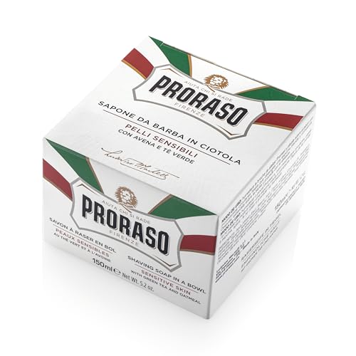 Proraso Shave Soap with Menthol and Eucalyptus cools and refreshes the skin.