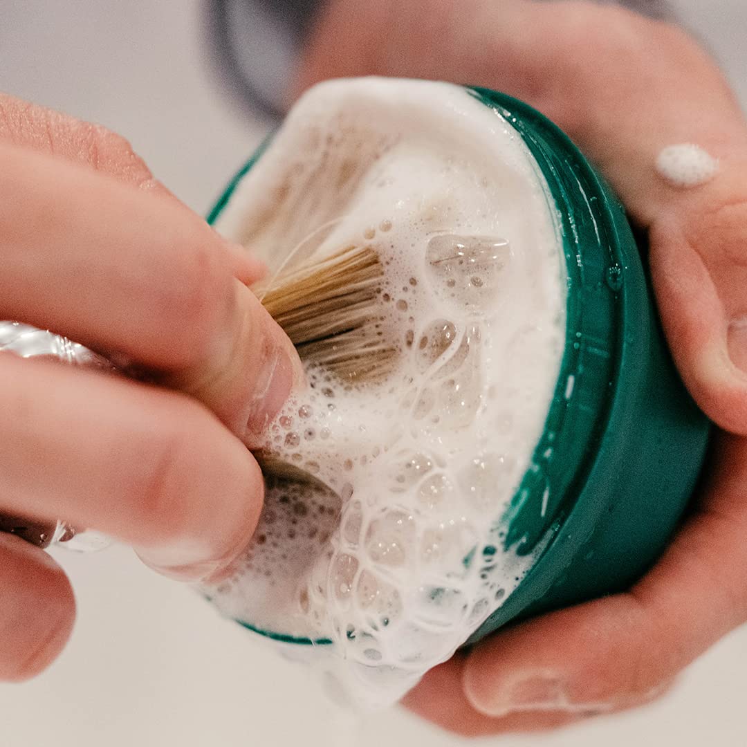 Proraso bowl close-up with foam ready for a smooth razor glide.
