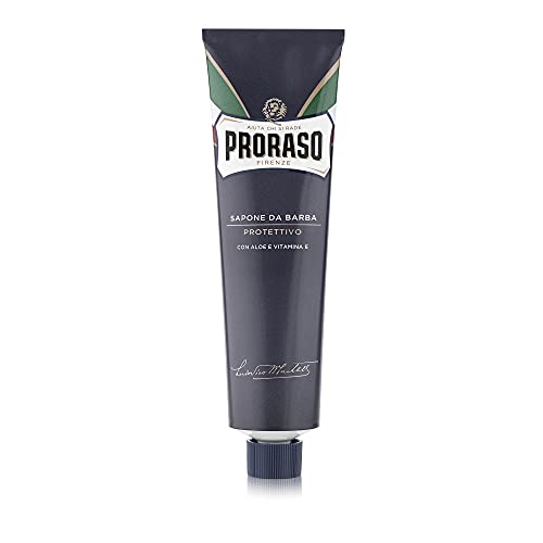Proraso shaving cream menthol eucalyptus lather close-up suggests refreshing shave prep.