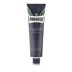 Proraso shaving cream menthol eucalyptus lather close-up suggests refreshing shave prep.