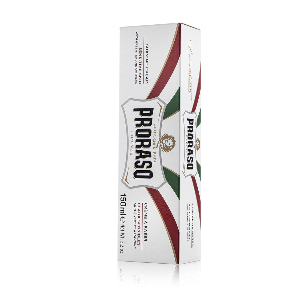 Proraso shaving cream for sensitive skin helps minimize irritation on contact.