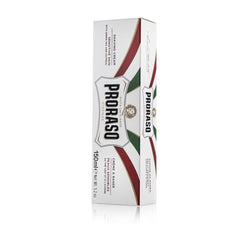 Proraso shaving cream for sensitive skin helps minimize irritation on contact.