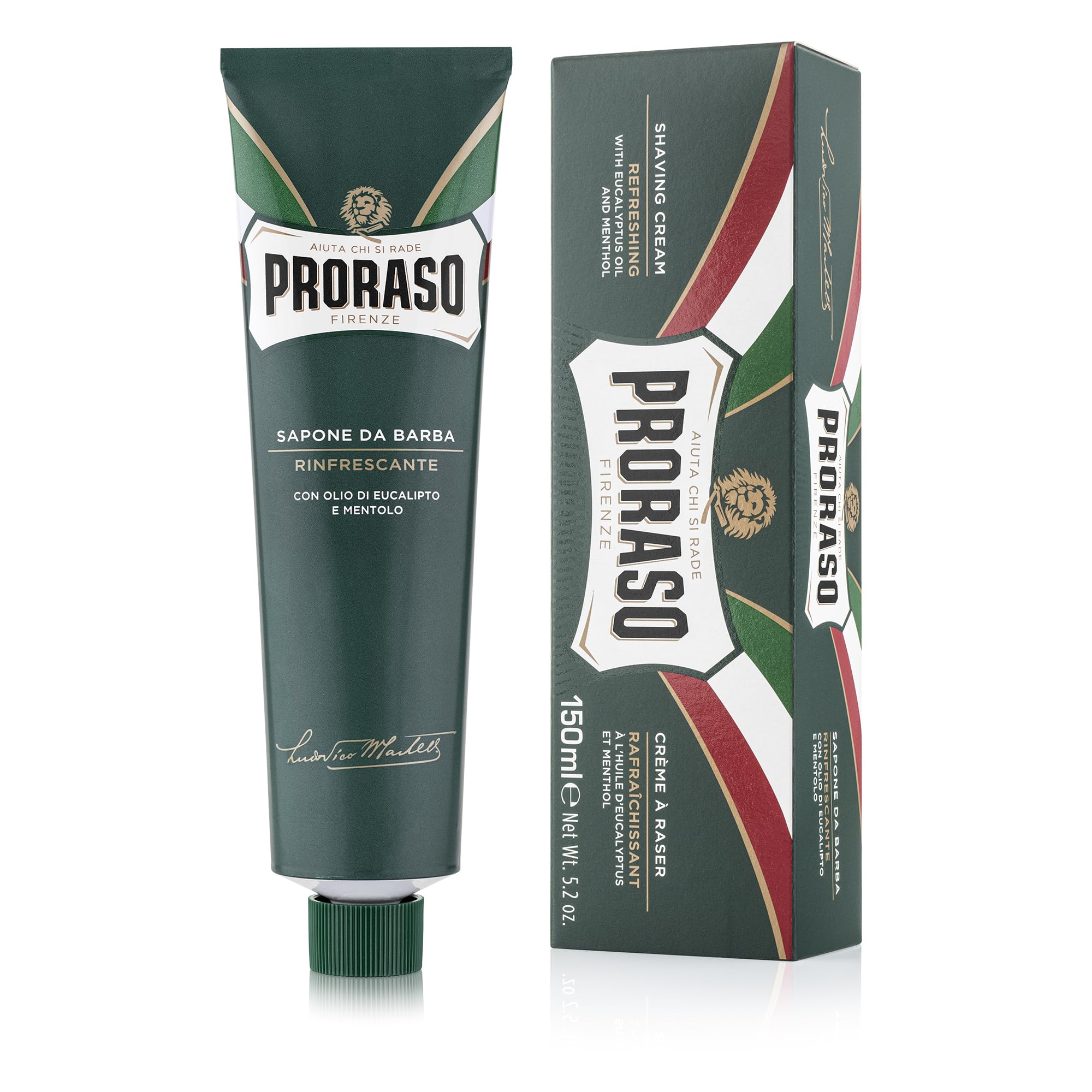 Proraso Shaving Cream tube being squeezed for easy dispensing and a smooth, close shave.