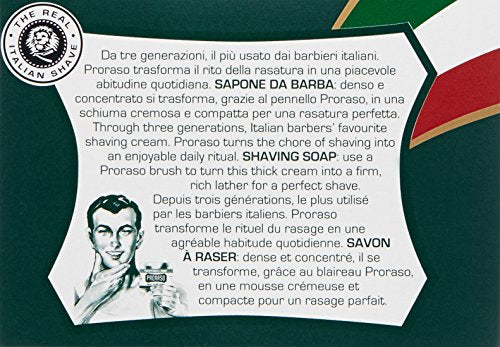 Proraso eucalyptus-menthol scent delivers refreshing cooling during shave.