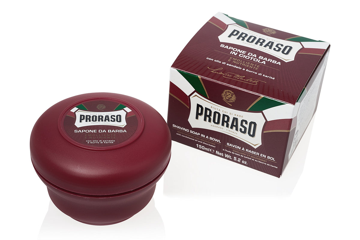 Proraso Shaving Soap in a bowl with creamy lather for a smooth shave