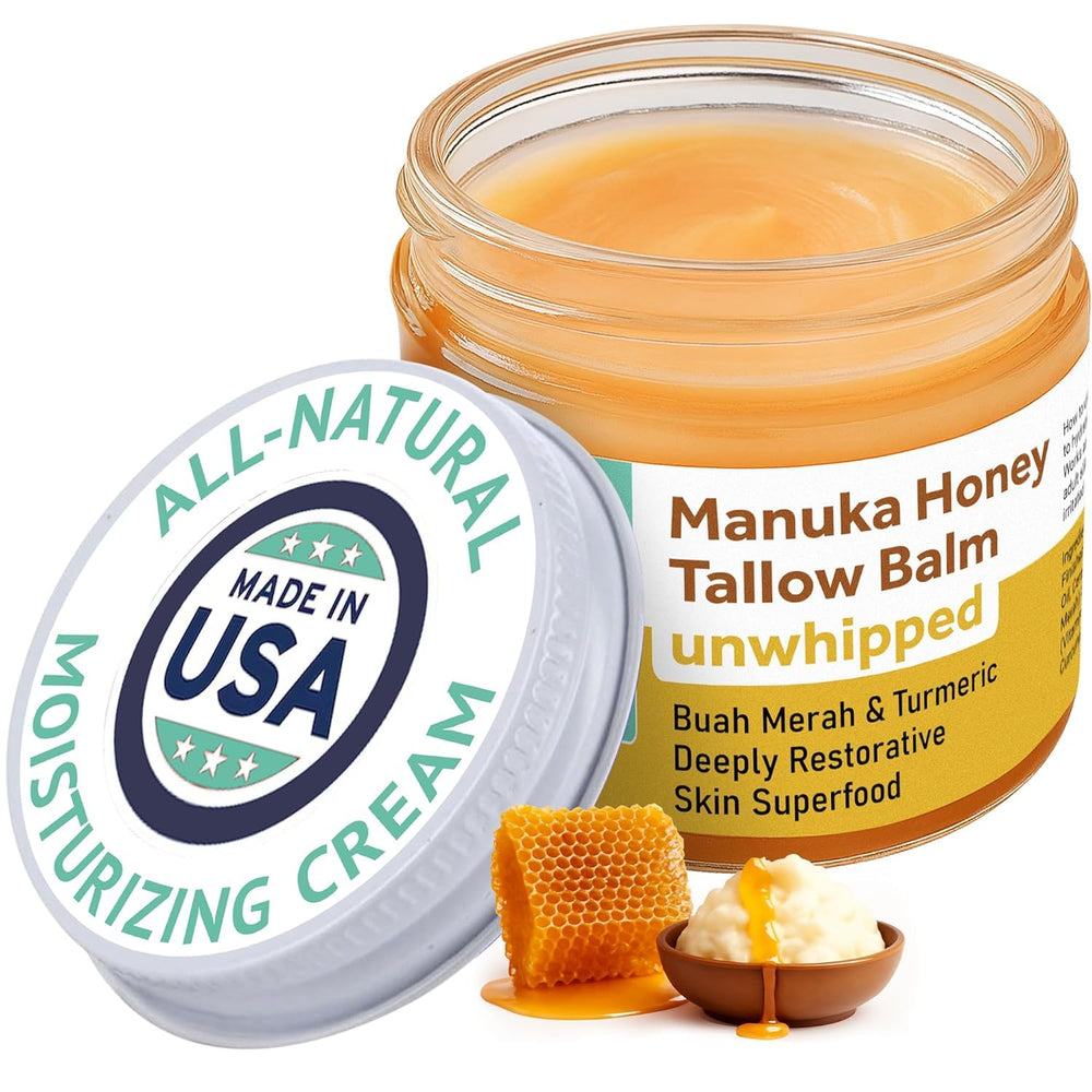 ProSeed Holistic Wellness Manuka Honey Unwhipped Tallow Balm in glass jar for deep hydration