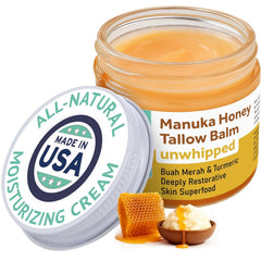 ProSeed Holistic Wellness Manuka Honey Unwhipped Tallow Balm in glass jar for deep hydration