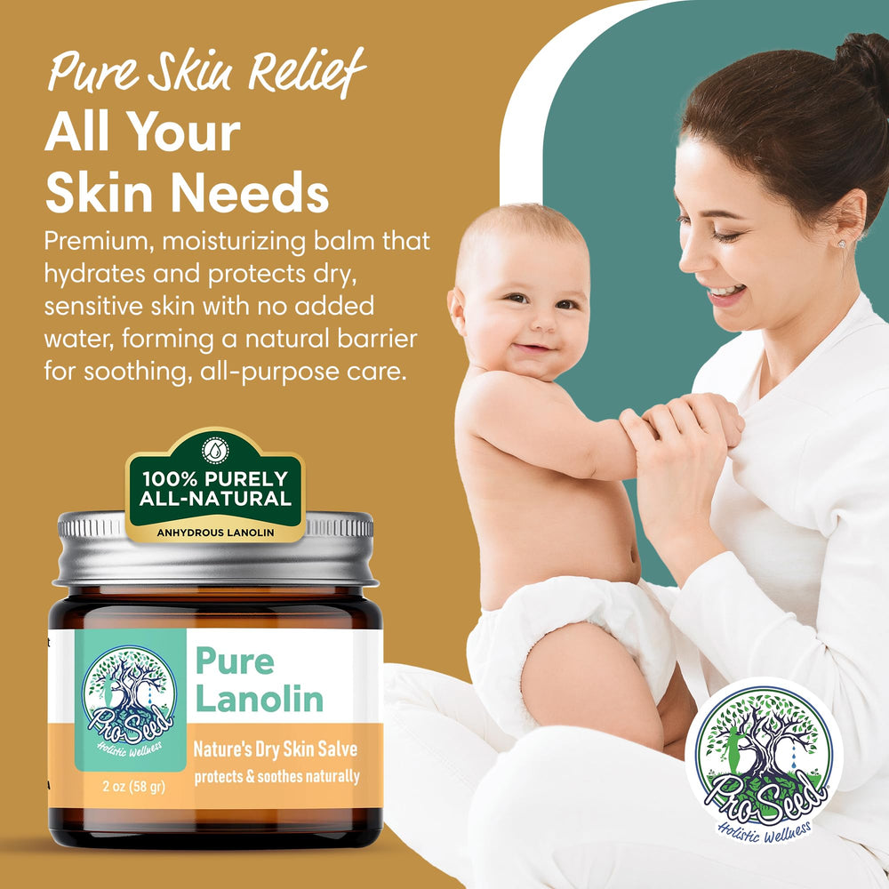 Close-up of the ProSeed Lanolin Balm label showing purity.