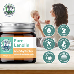 ProSeed Lanolin Balm applied to lips for moisture.