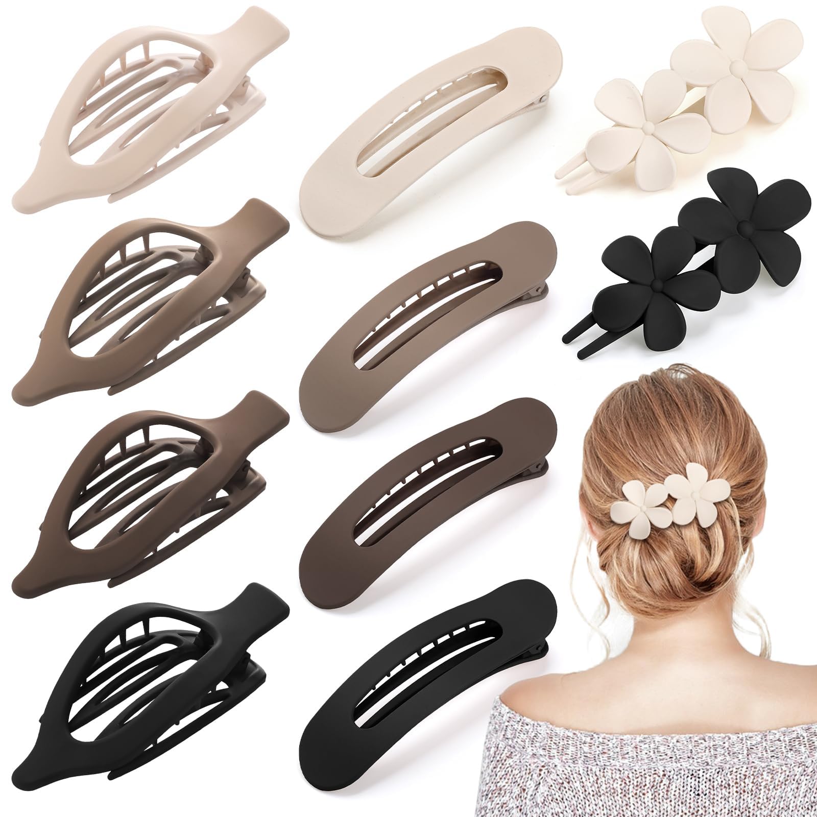 Prosuites 10-pcs french flat hair clips pack in matte finish for everyday hold