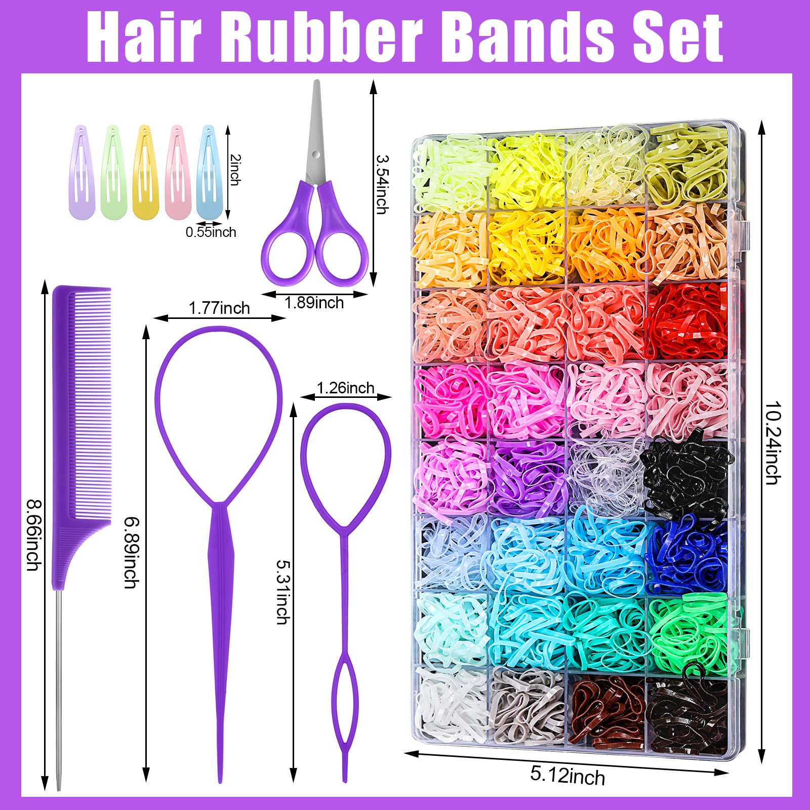 Prosuites 1700-piece rubber bands with wide color variety for creative styling