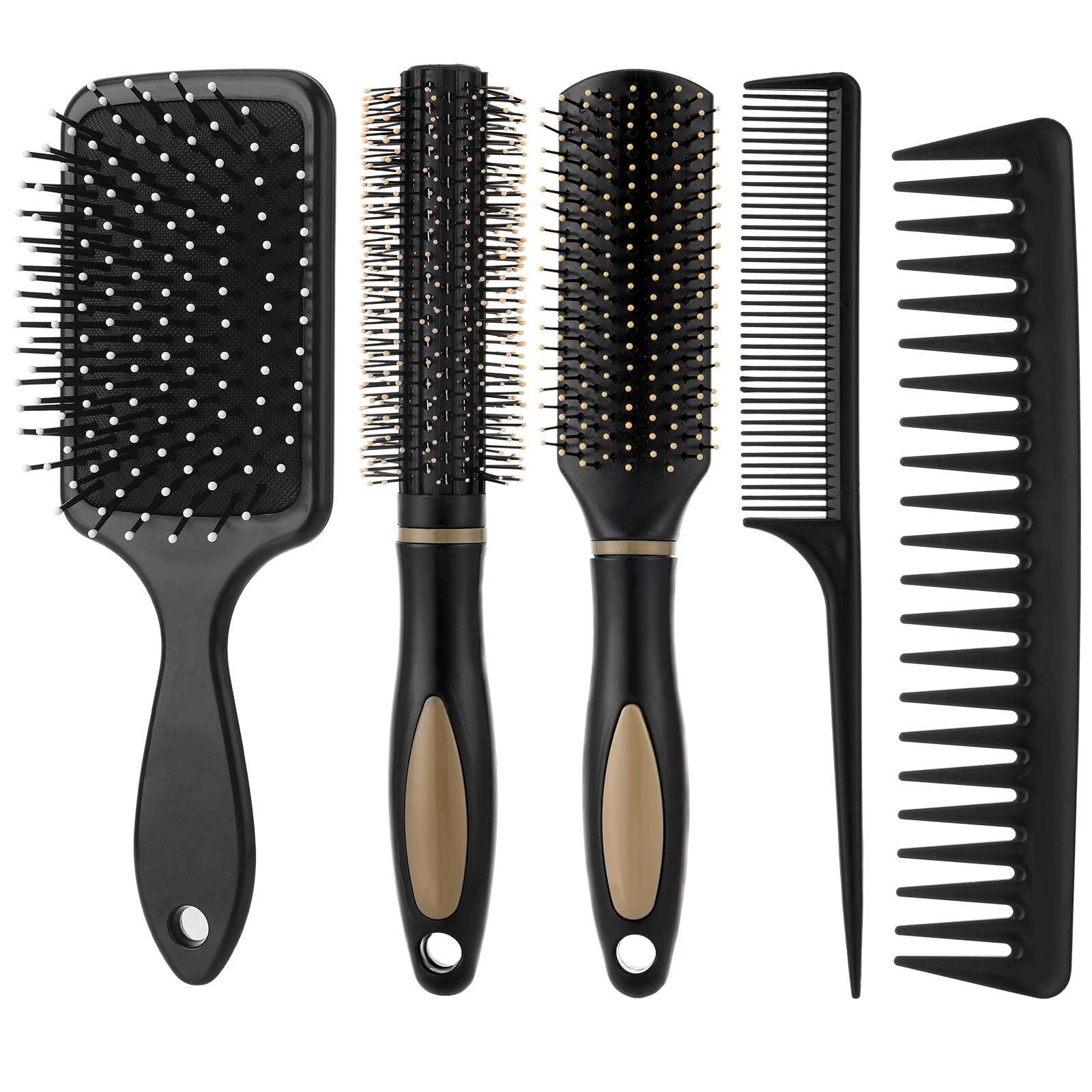 ProSuites 5Pcs Hair Brush Set with paddle brush for easy detangling